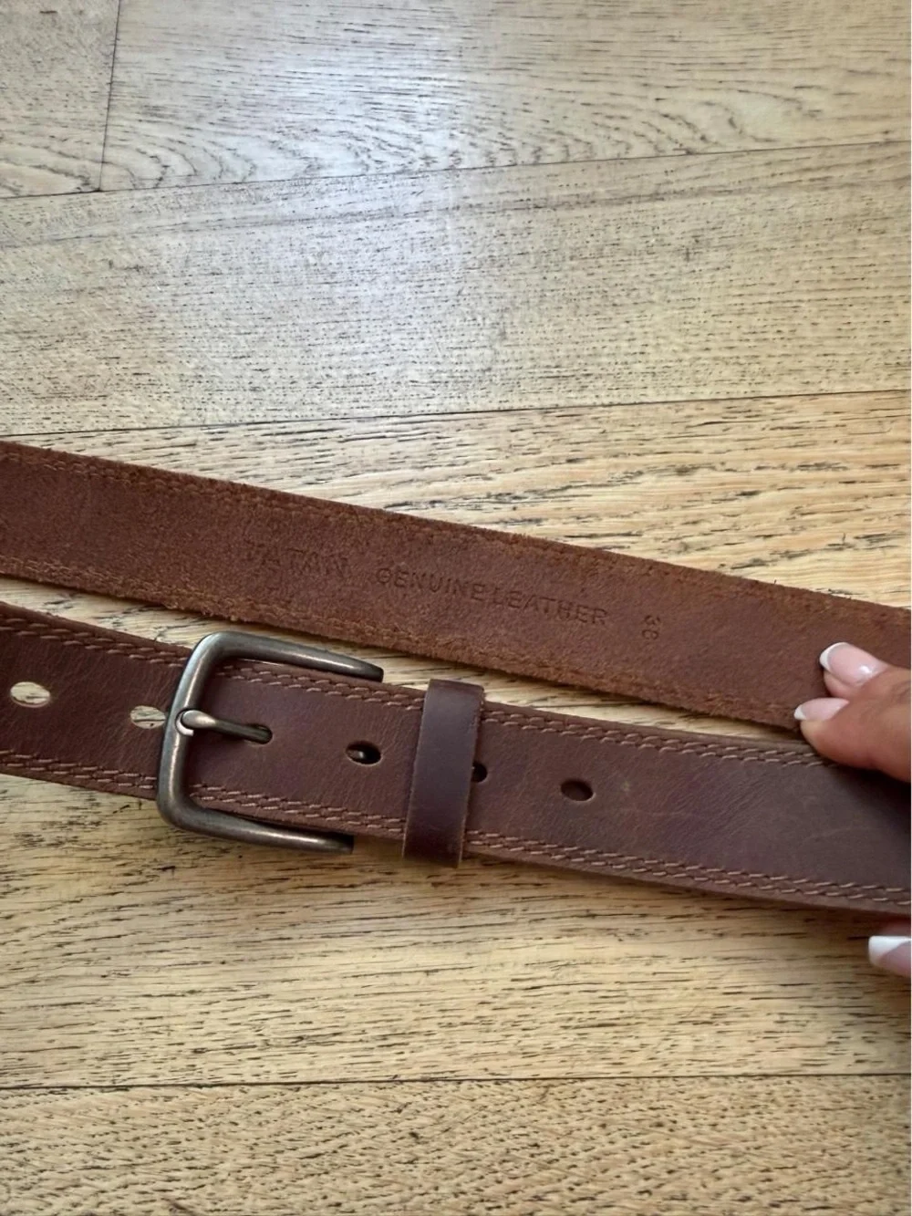 90s Minimalist Brown Leather Belt Genuine Leather Western